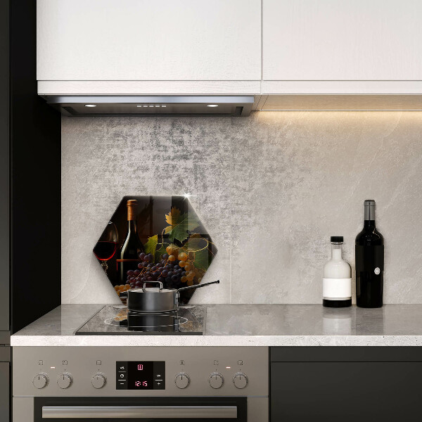 Skleněná deska do kuchyně Sklenka vína a hroznů