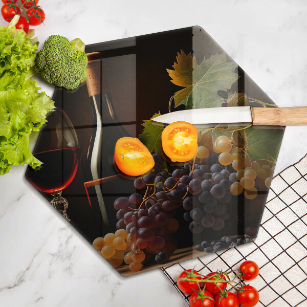 Skleněná deska do kuchyně Sklenka vína a hroznů