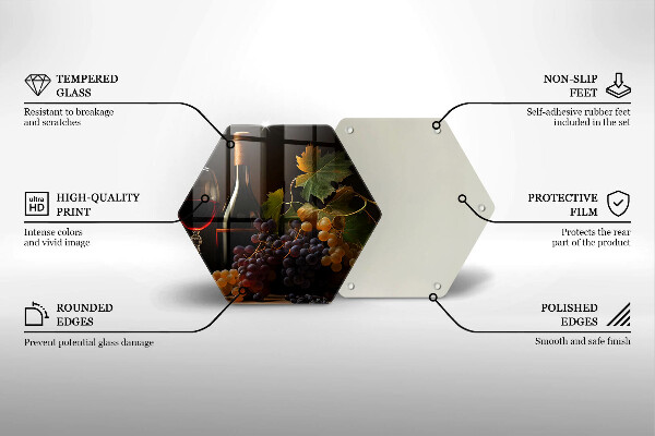 Skleněná deska do kuchyně Sklenka vína a hroznů