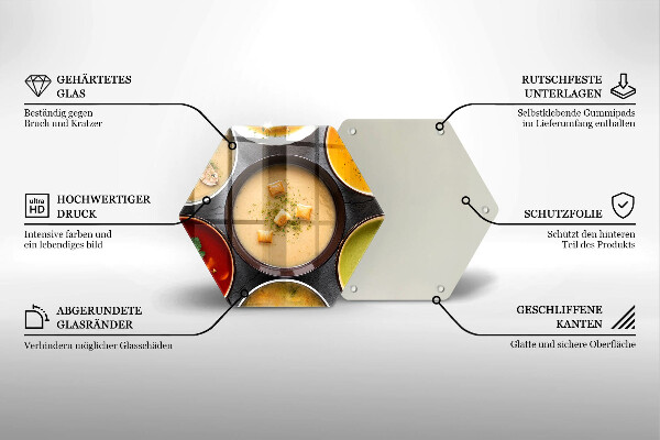 Skleněná deska do kuchyně Barevné polévky