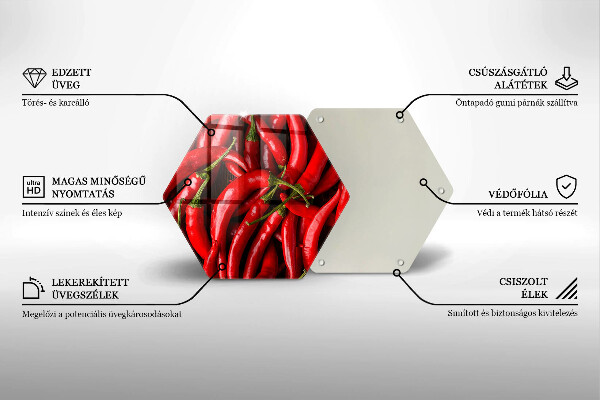 Skleněné krájecí prkénko Pálivé chilli papričky