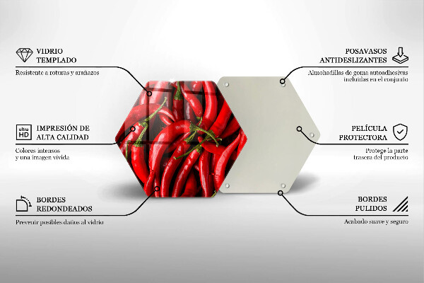 Skleněné krájecí prkénko Pálivé chilli papričky