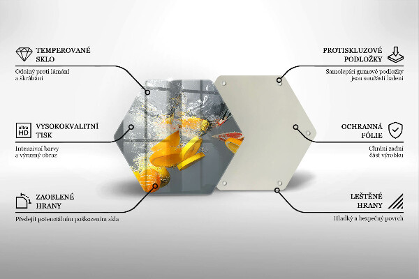 Skleněné krájecí prkénko Citrony ve vodě