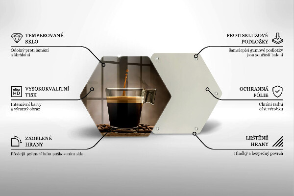 Skleněné krájecí prkénko Sklo a kávová zrna