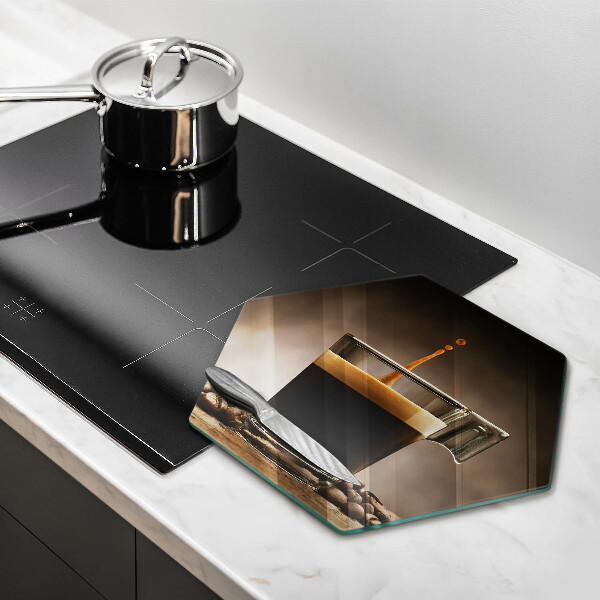 Skleněné krájecí prkénko Sklo a kávová zrna