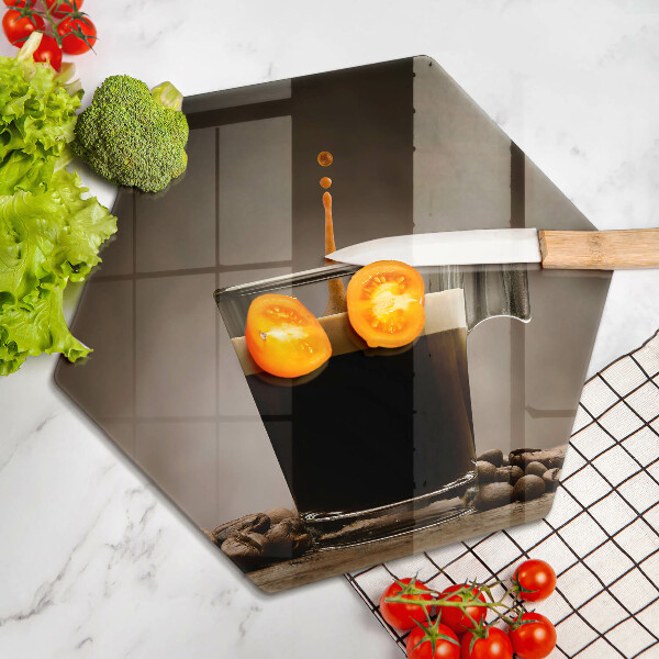 Skleněné krájecí prkénko Sklo a kávová zrna