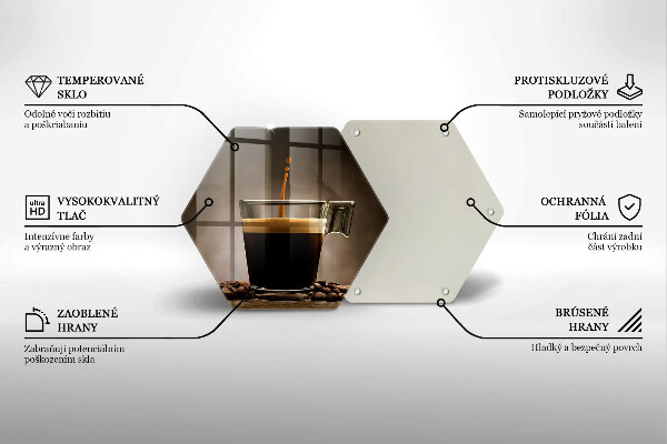 Skleněné krájecí prkénko Sklo a kávová zrna