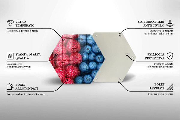Skleněná deska do kuchyně Plody maliny a borůvky