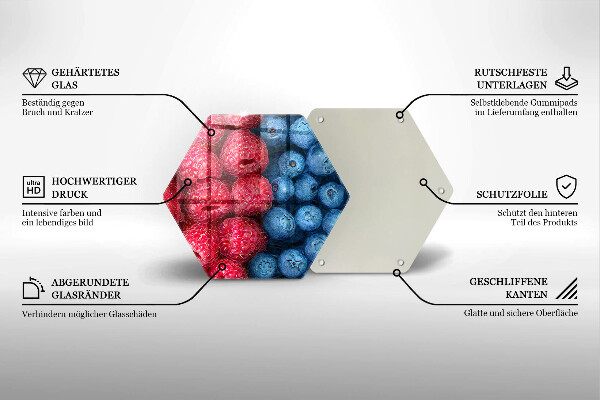 Skleněná deska do kuchyně Plody maliny a borůvky