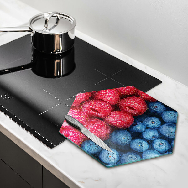 Skleněná deska do kuchyně Plody maliny a borůvky