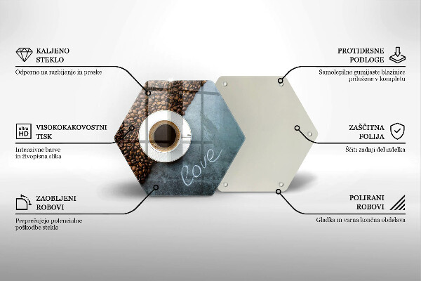 Skleněná deska do kuchyně Kávová zrna a šálek