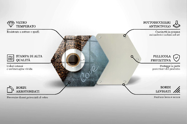 Skleněná deska do kuchyně Kávová zrna a šálek