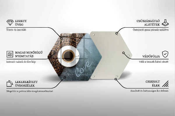 Skleněná deska do kuchyně Kávová zrna a šálek