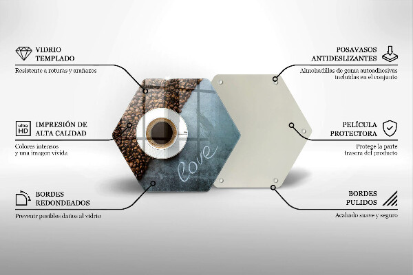 Skleněná deska do kuchyně Kávová zrna a šálek