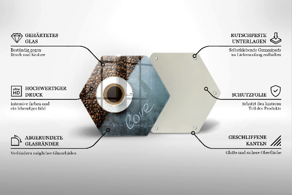 Skleněná deska do kuchyně Kávová zrna a šálek