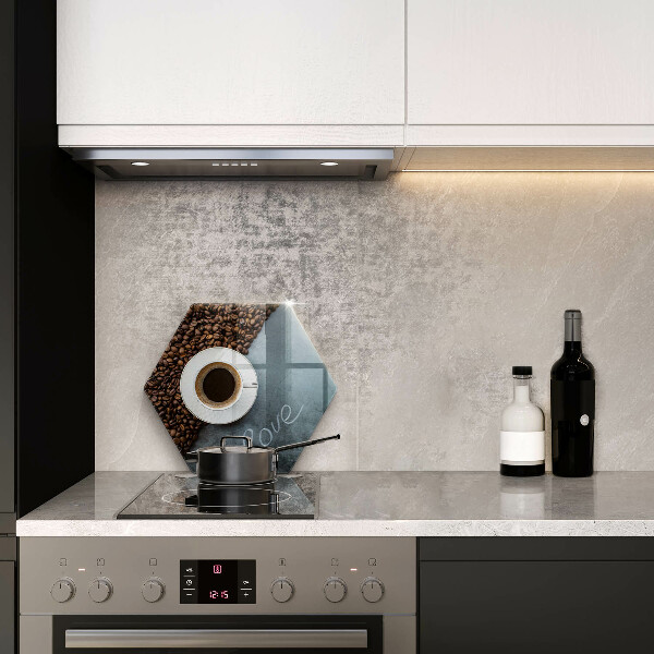 Skleněná deska do kuchyně Kávová zrna a šálek