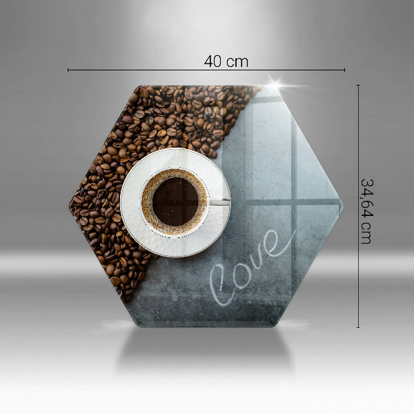 Skleněná deska do kuchyně Kávová zrna a šálek