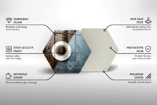 Skleněná deska do kuchyně Kávová zrna a šálek