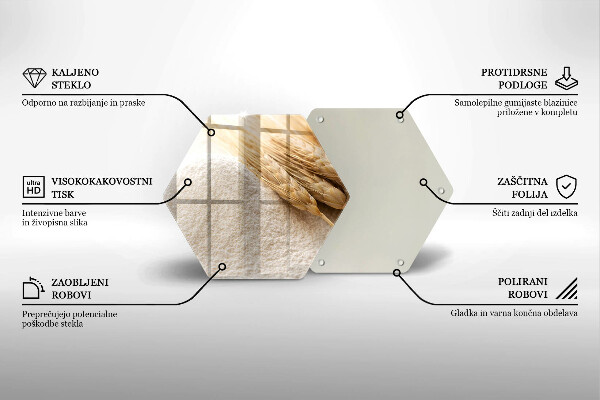 Skleněná deska do kuchyně Mouka a obilné klasy