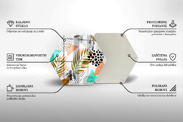 Skleněná deska do kuchyně Boho listy vzor