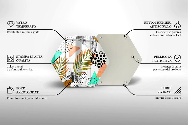 Skleněná deska do kuchyně Boho listy vzor