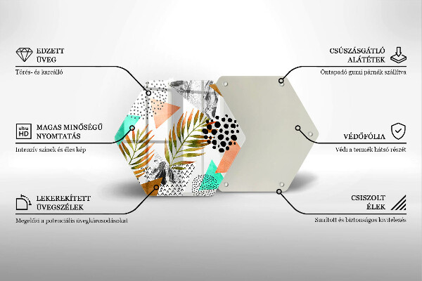 Skleněná deska do kuchyně Boho listy vzor