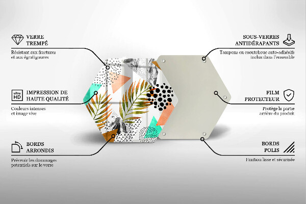 Skleněná deska do kuchyně Boho listy vzor