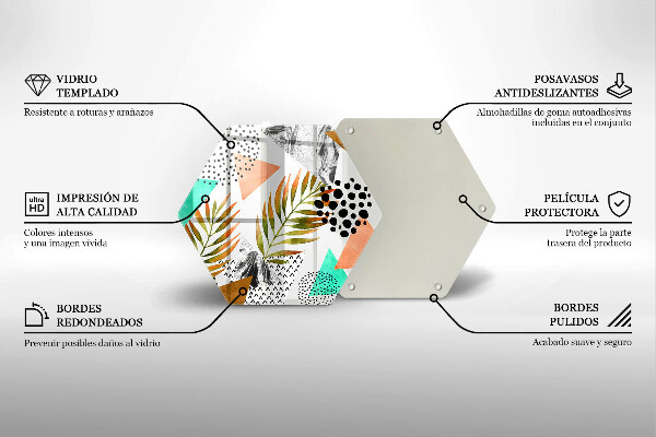 Skleněná deska do kuchyně Boho listy vzor