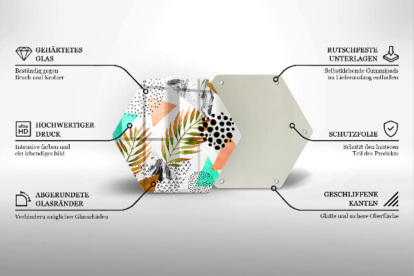 Skleněná deska do kuchyně Boho listy vzor