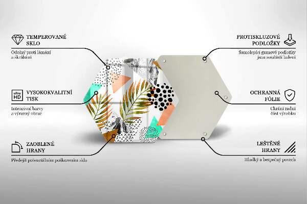 Skleněná deska do kuchyně Boho listy vzor