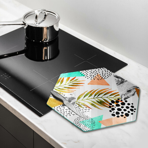 Skleněná deska do kuchyně Boho listy vzor