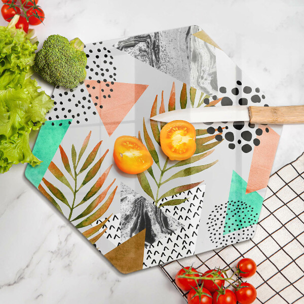 Skleněná deska do kuchyně Boho listy vzor