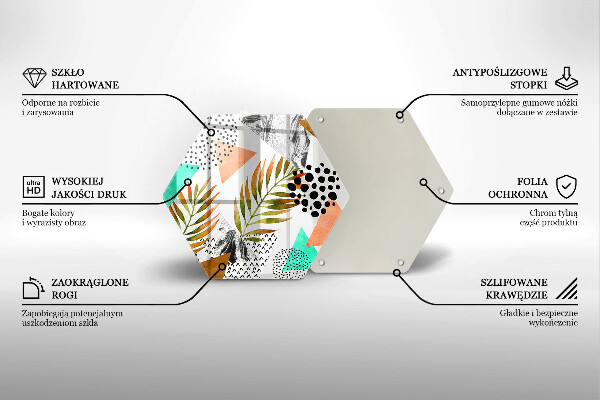 Skleněná deska do kuchyně Boho listy vzor