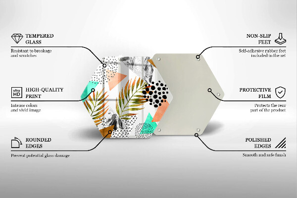 Skleněná deska do kuchyně Boho listy vzor