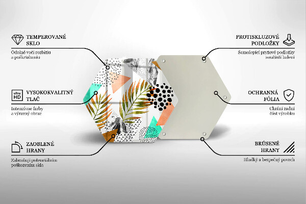 Skleněná deska do kuchyně Boho listy vzor