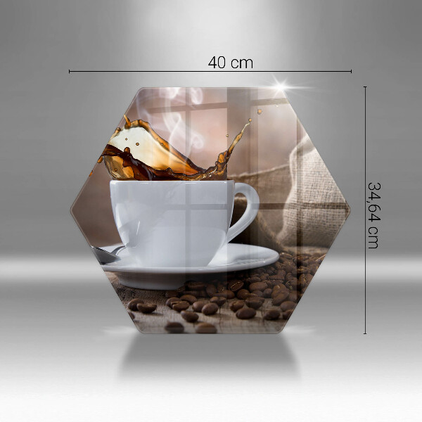 Skleněná deska do kuchyně Šálek a kávová zrna