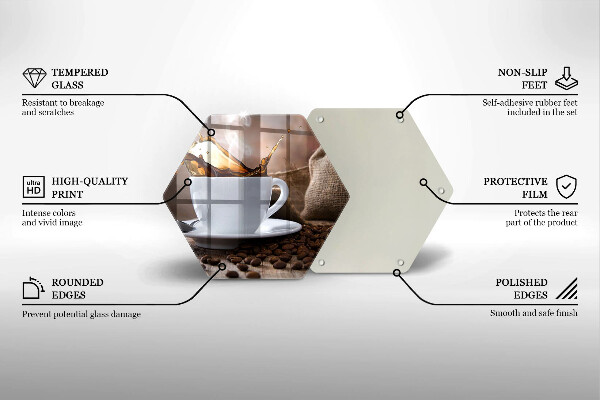 Skleněná deska do kuchyně Šálek a kávová zrna