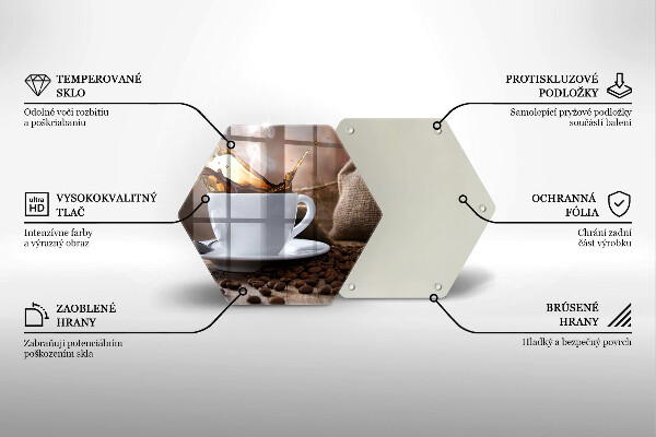 Skleněná deska do kuchyně Šálek a kávová zrna