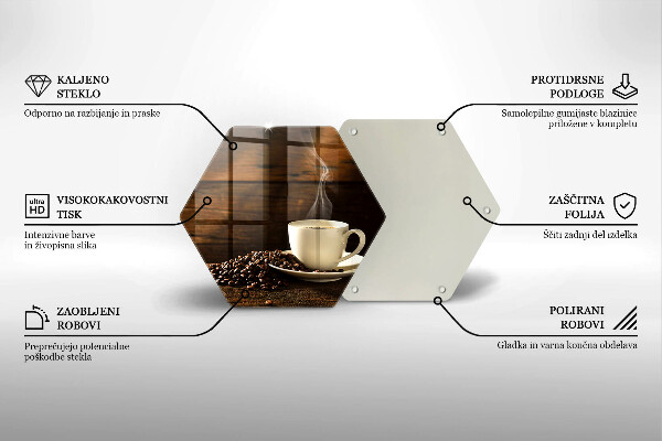 Skleněná deska do kuchyně Dřevěný hrnek na kávu