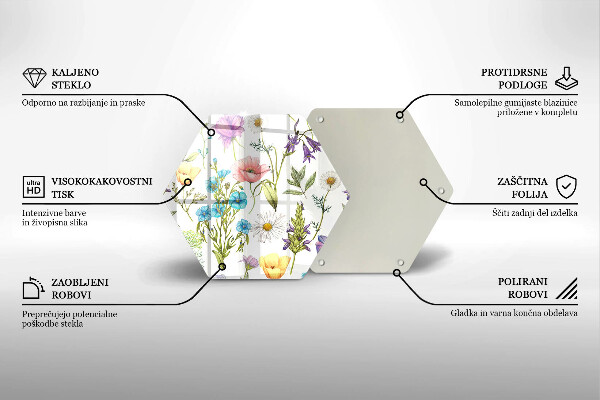 Skleněná deska do kuchyně Květiny ilustrace