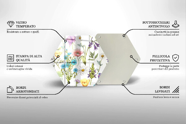 Skleněná deska do kuchyně Květiny ilustrace