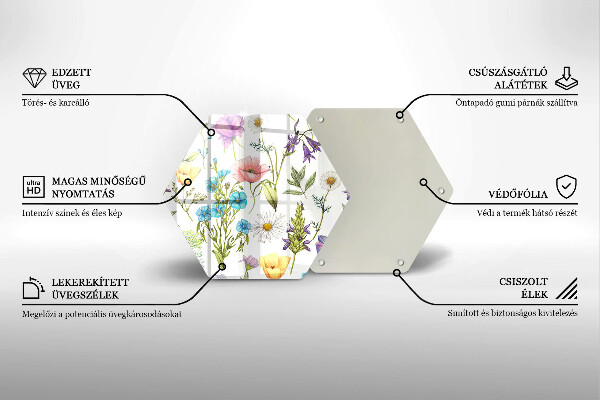 Skleněná deska do kuchyně Květiny ilustrace