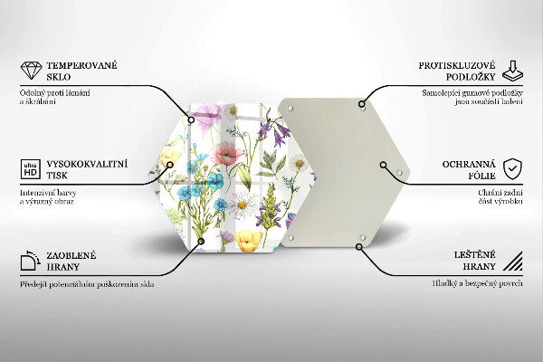 Skleněná deska do kuchyně Květiny ilustrace