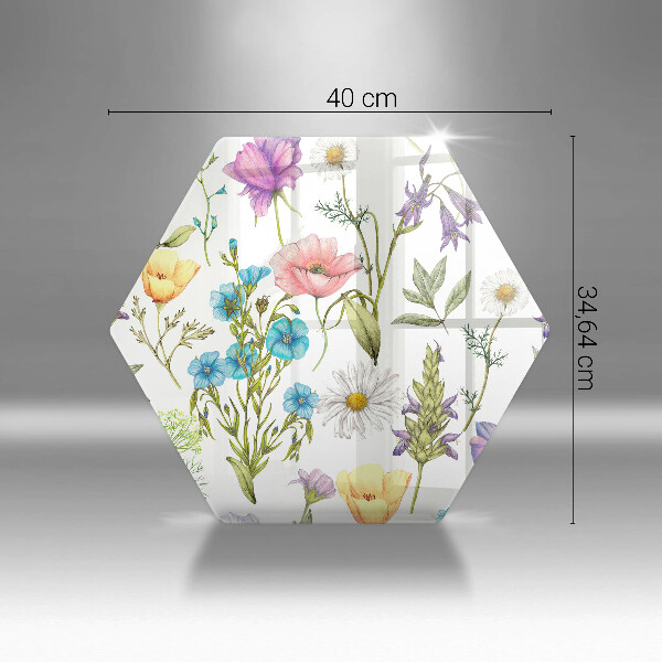 Skleněná deska do kuchyně Květiny ilustrace