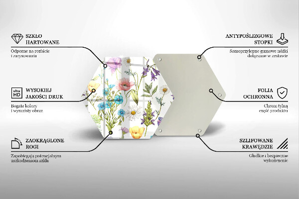 Skleněná deska do kuchyně Květiny ilustrace