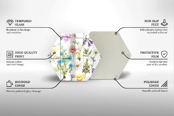 Skleněná deska do kuchyně Květiny ilustrace