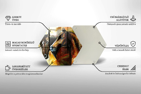 Skleněné krájecí prkénko Zvířata koně