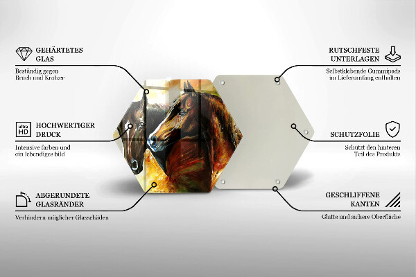 Skleněné krájecí prkénko Zvířata koně