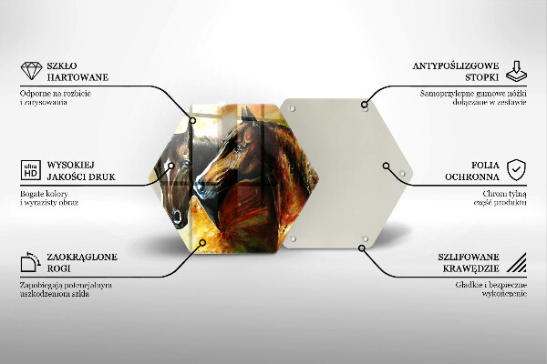 Skleněné krájecí prkénko Zvířata koně