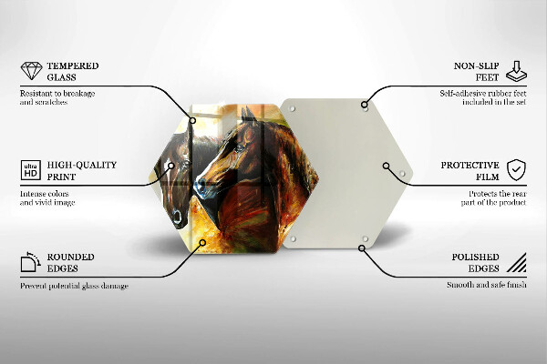 Skleněné krájecí prkénko Zvířata koně